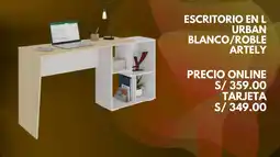 Promart Artely escritorio en l urban blanco/roble oferta