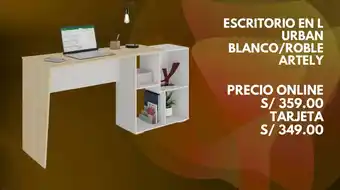 Artely escritorio en l urban blanco/roble