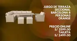 Promart Juego de terraza seccional barcelona 8 personas orange oferta