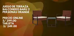 Promart Juego de terraza balconero baru 2 personas orange oferta