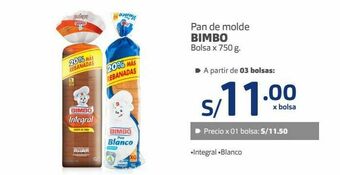 Makro Pan de molde bimbo bolsa x 750 g. oferta