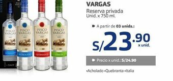 Makro Pisco vargas reserva privada unid. x 750 ml. oferta