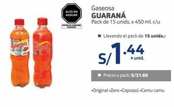 Makro Gaseosa guaraná pack de 15 unids. x 450 ml. c/u oferta