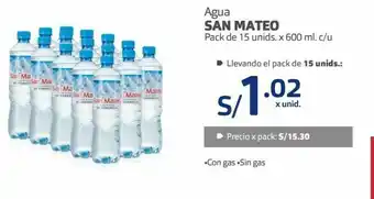 Makro Agua san mateo pack de 15 unids. x 600 ml. c/ oferta