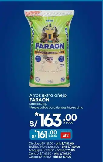Makro Arroz faraon extra añejo saco 50kg oferta