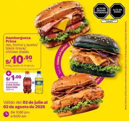 Tambo Hamburguesa prime res, tocino y queso/ black brava/ chicken diablo oferta