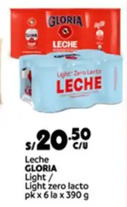 Plaza Vea Gloria leche light/ light zero lacto oferta