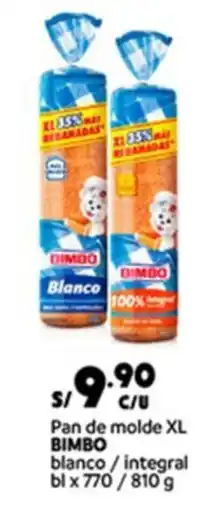 Plaza Vea Bimbo pan de molde xl blanco/integral bl oferta