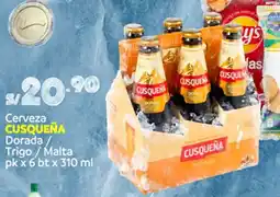 Plaza Vea Cusqueña cerveza dorada/ trigo/malta pk oferta