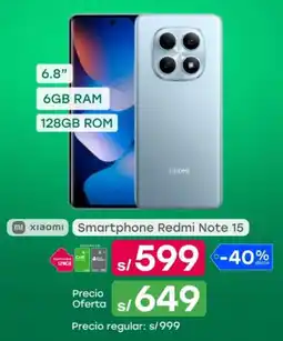 Tottus Redmi xiaomi smartphone note 15 oferta