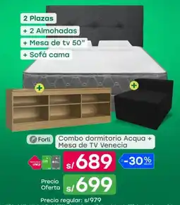 Tottus Forli combo dormitorio acqua + mesa de tv venecia oferta