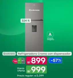 Tottus Indurama refrigeradora croma con dispensador oferta