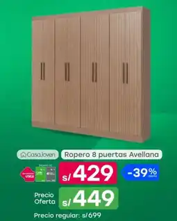 Tottus Casa joven ropero 8 puertas avellana oferta