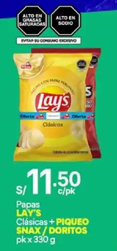 Plaza Vea Lay's papas clásicas + piqueo snax/doritos pk oferta
