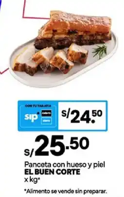 Plaza Vea El buen corte panceta con hueso y piel oferta