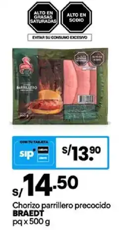 Plaza Vea Braedt chorizo parrillero precocido pq oferta