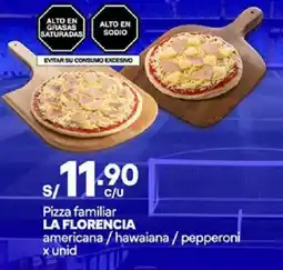 Plaza Vea La florencia pizza familiar americana/hawaiana / pepperoni oferta