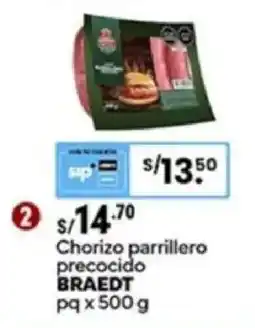 Plaza Vea Braedt chorizo parrillero precocido pq oferta