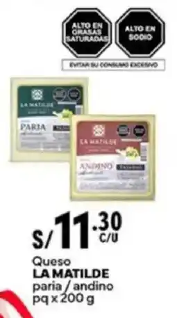 Plaza Vea La matilde queso paria/andino pq oferta