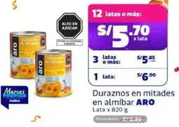 Makro Aro duraznos en mitades en almíbar lata oferta