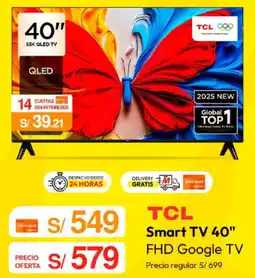 Metro TCL Smart TV 40" FHD Google TV oferta