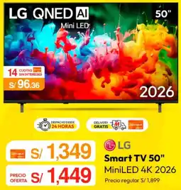 Metro LG Smart TV 50" MiniLED 4K 2026 oferta