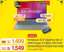 Metro Lenovo Notebook 15.6" IdeaPad Slim 3 AMD Ryzen 3-7320U W11 FHD oferta