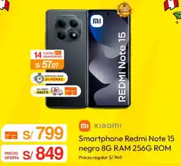 Metro Xiaomi Smartphone Redmi Note 15 negro 8G RAM 256G ROM oferta