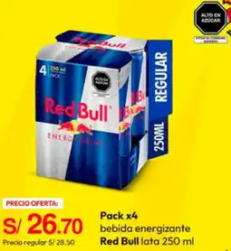 Metro Pack x4 bebida energizante Red Bull lata oferta