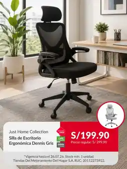 Sodimac Just Home Collection Silla de Escritorio Ergonómica Dennis Gris oferta