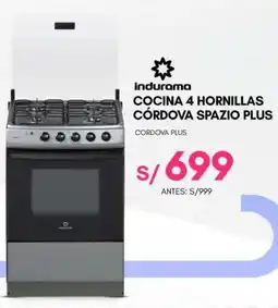 La Curacao Indurama cocina 4 hornillas córdova spazio plus oferta