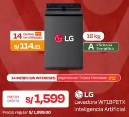 Wong LG Lavadora WT18PBTX Inteligencia Artificial oferta