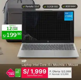 HP Laptop Intel Core i5+ Mochila + Mouse