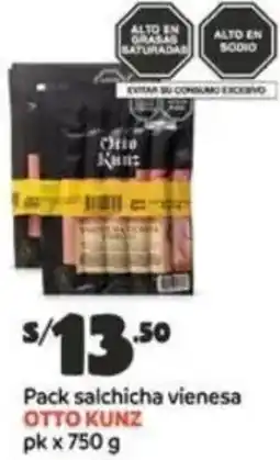 Plaza Vea Pack salchicha vienesa OTTO KUNZ oferta