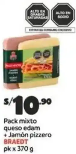 Plaza Vea Pack mixto queso edam +Jamón pizzero BRAEDT oferta