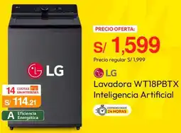 Metro LG Lavadora WT18PBTX Inteligencia Artificial oferta