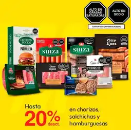 Metro en chorizos, salchichas y hamburguesas oferta