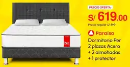 Metro Paraíso Dormitorio Per 2 plazas Acero + 2 almohadas + 1 protector oferta