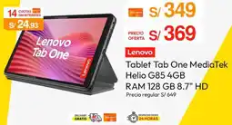 Metro Lenovo Tablet Tab One MediaTek Helio G85 4GB RAM 128 GB 8.7" HD oferta