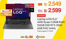 Metro Lenovo Laptop LOQ 15.6" AMD Ryzen 5 8GB RAM oferta