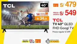 Metro TCL TV 40" QLED FHD Google TV oferta
