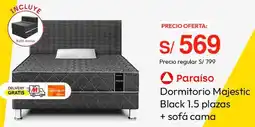 Metro Paraíso Dormitorio Majestic Black 1.5 plazas + sofá cama oferta