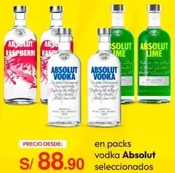 Metro en packs vodka Absolut seleccionados oferta
