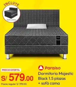 Metro Paraiso Dormitorio Majestic Black 1.5 plazas + sofá cama oferta