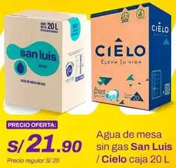Metro Agua de mesa Sin gas San Luis / Cielo caja oferta