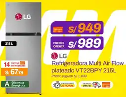 Metro LG Refrigeradora Multi Air Flow plateado VT22BPY 215L oferta
