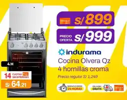 Metro indurama Cocina Olvera Qz 4 hornillas croma oferta