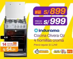 Metro indurama Cocina Olvera Qz 4 hornillas croma oferta
