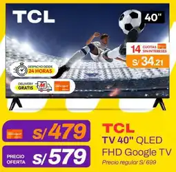 Metro TCL TV 40" QLED FHD Google TV oferta