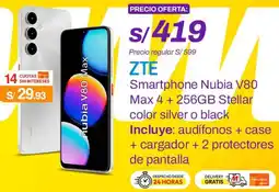 Metro ZTE Smartphone Nubia V80 Max 4 + 256GB Stellar color silver o black oferta